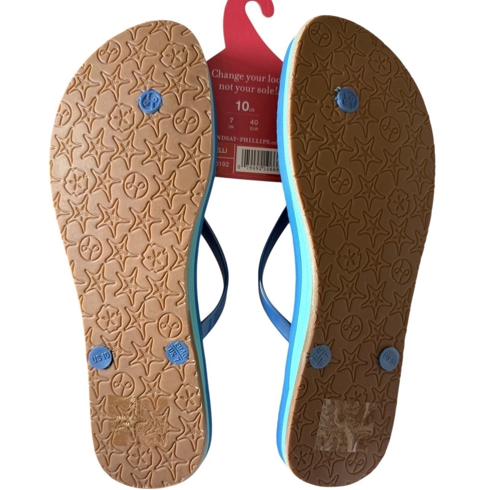 Lindsay Phillips Embellished Flip Flops Kelli Princess Blue Sz 10 sandals NEW - Picture 13 of 16
